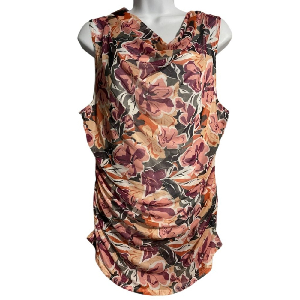 Cable & Gauge Floral Cowl Neck Tank Top XL